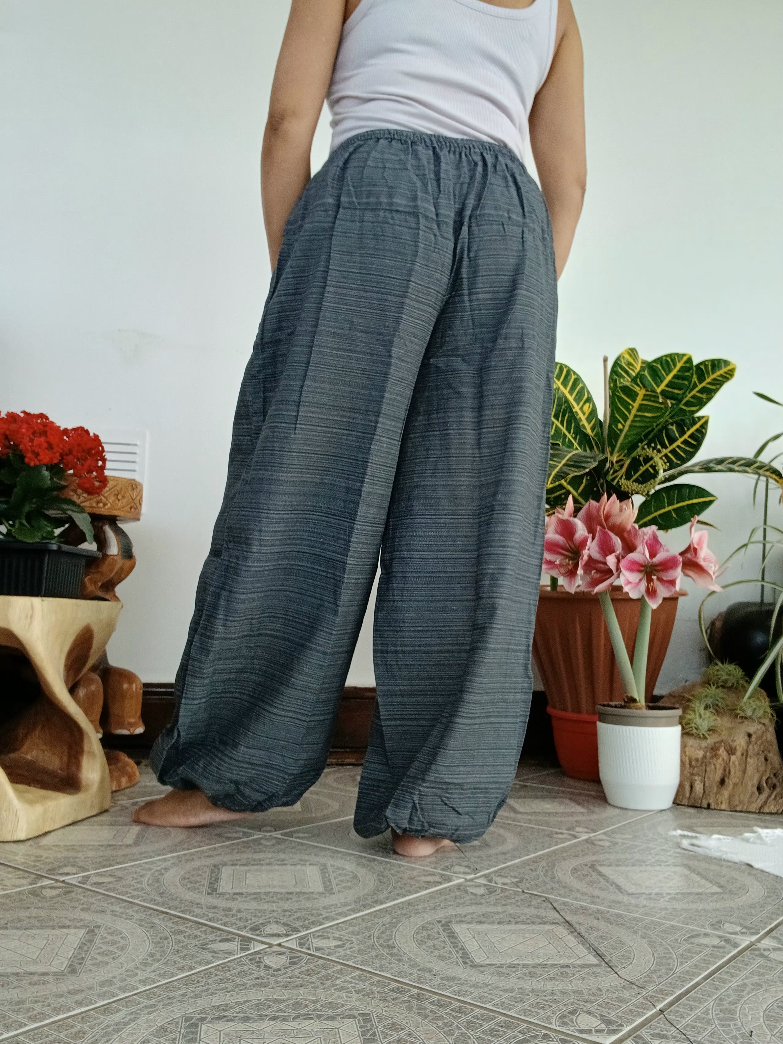 Boho Harem cotton Pants hippie relaxed fit trousers with Ethnic Pocket – Size S–L