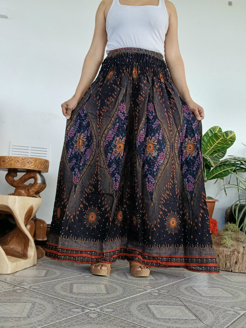 Beautiful flowy boho wide leg elegant culottes trousers high-waisted harem pants One size fits 8-10-12