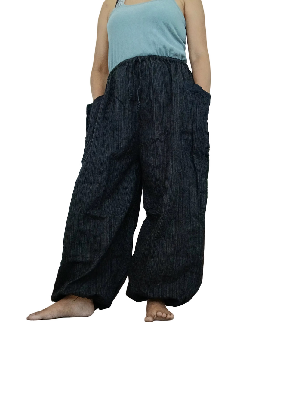 Plain black Cotton loose-fit harem pants hippie Boho baggy trousers one size fit S-M-L