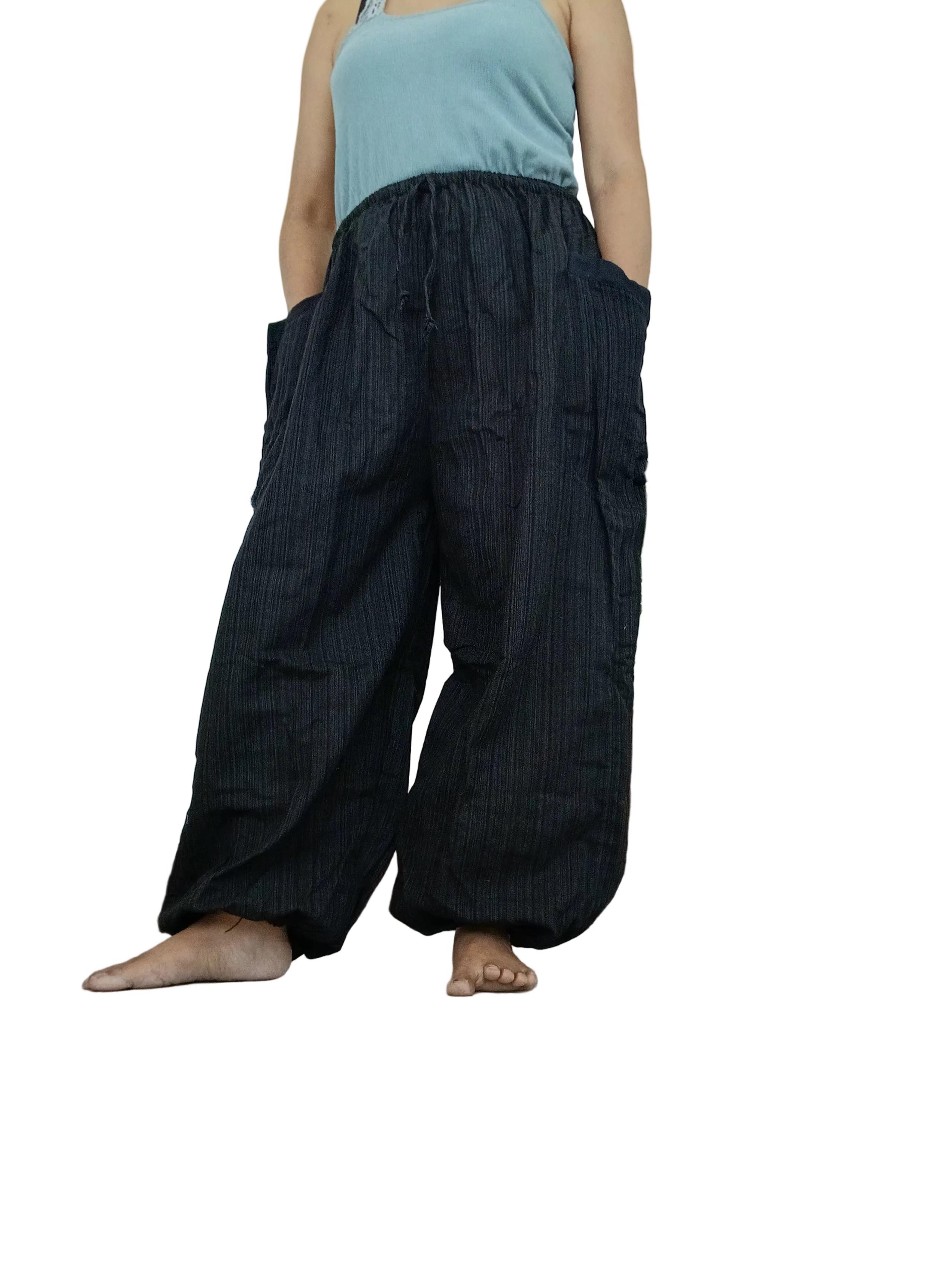 Plain black Cotton loose-fit harem pants hippie Boho baggy trousers one size fit S-M-L