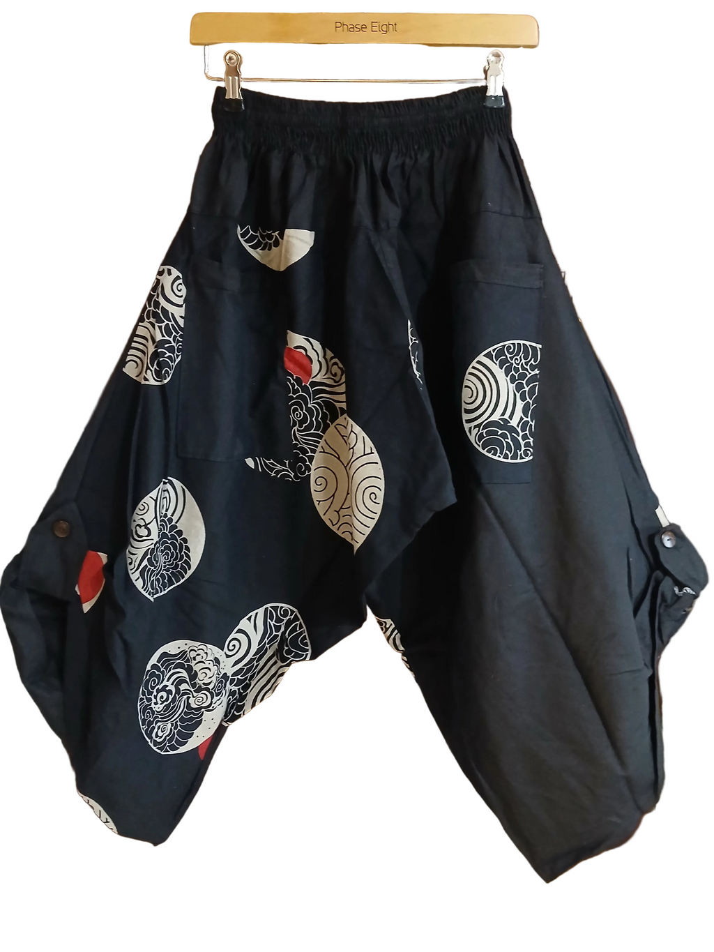 Cotton black Ninja Samurai Style harem pants hippie Boho loose-fit trousers one size fit 6-8-10