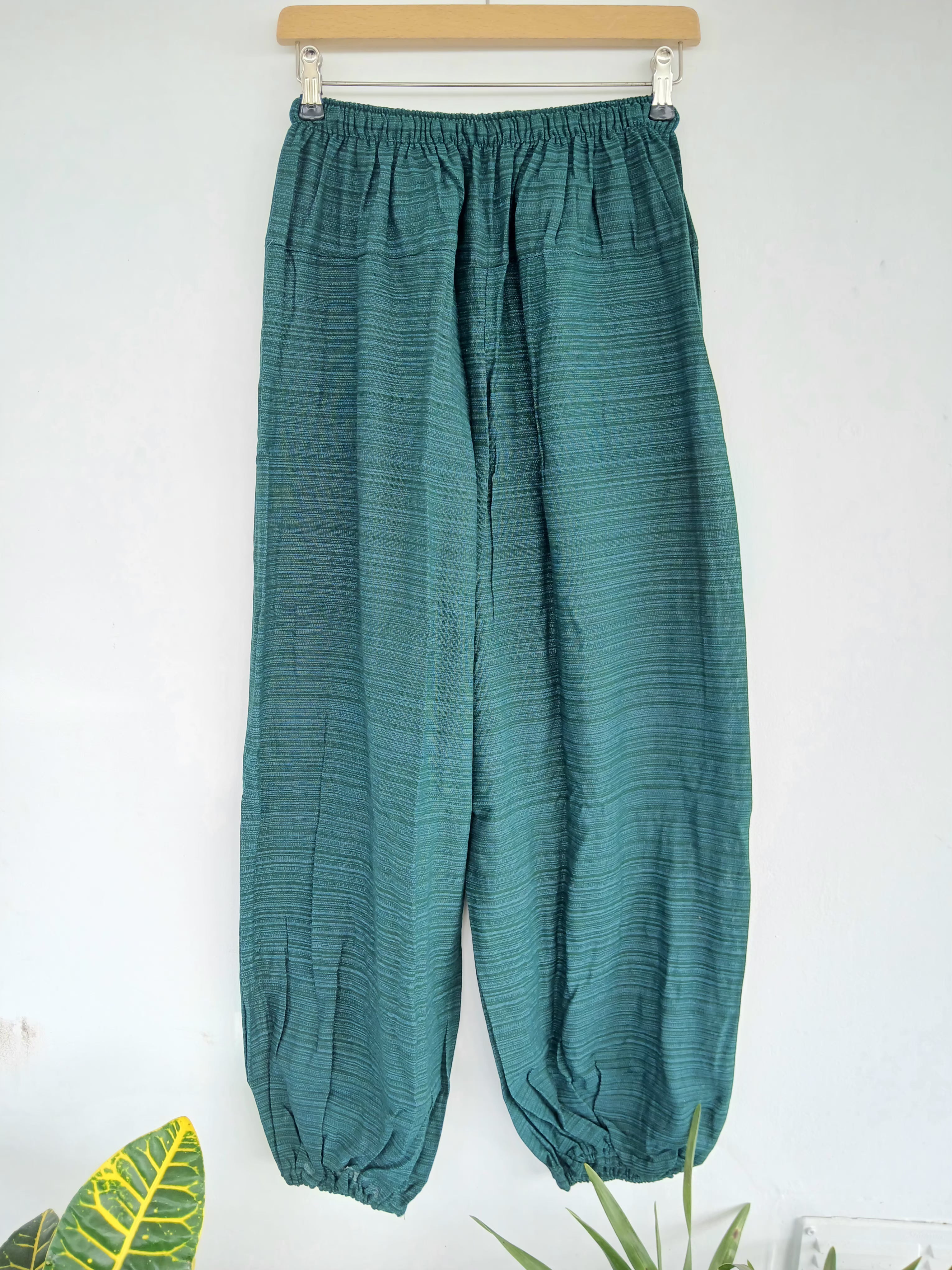 Darkgreen cotton Boho hippie Harem pants relaxed fit casual trousers one size fit 8-10-12 for unisex