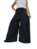 Patchwork Boho Wide-Leg Palazzo Pants – Stonewashed black Cotton one size fit 8-10-12