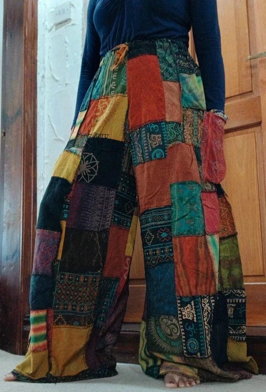 Bohemian Tie Dye Cotton Random Unique Patchwork Harem Pants Ladies Mens Trousers
