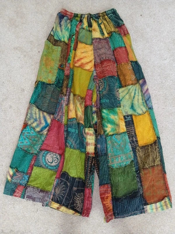 Bohemian Tie Dye Cotton Random Unique Patchwork Harem Pants Ladies Mens Trousers