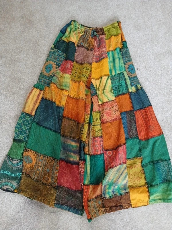 Bohemian Tie Dye Cotton Random Unique Patchwork Harem Pants Ladies Mens Trousers